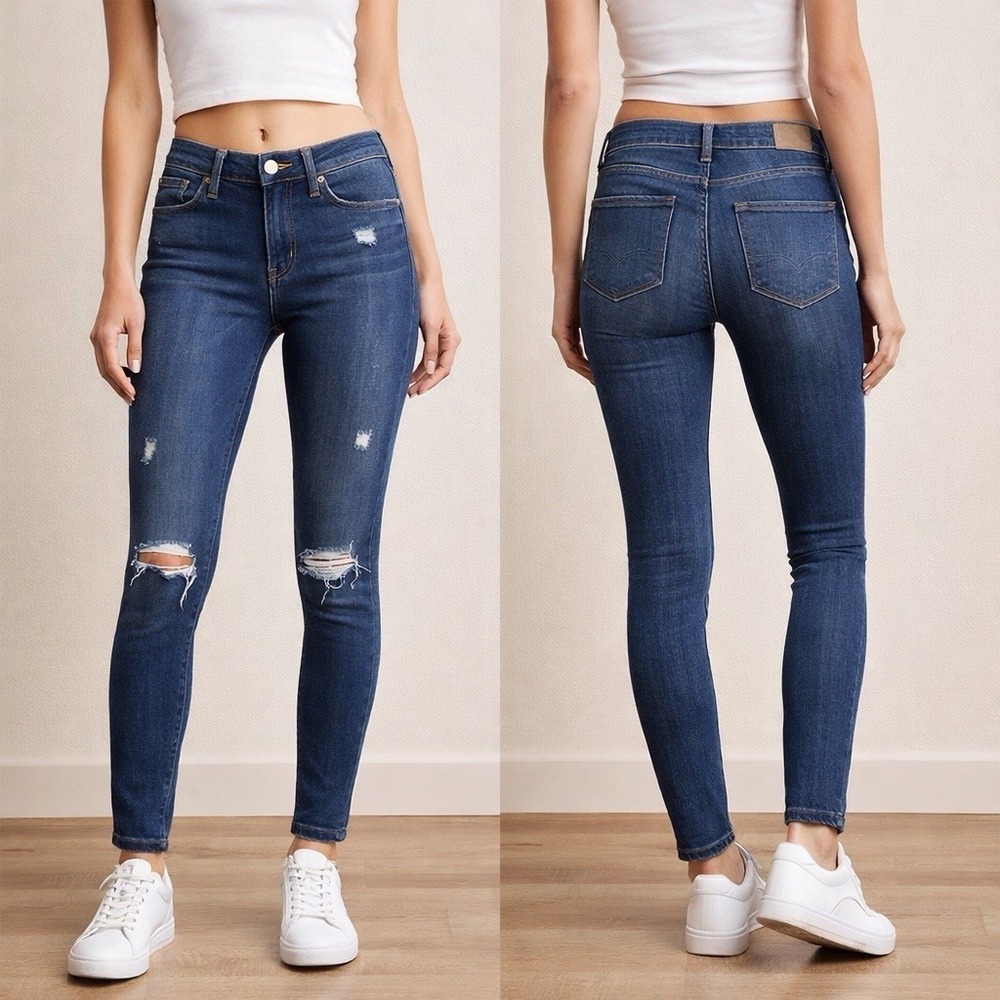 PAIGE Verdugo Ultra Skinny Jeans Women's 26 Blue Distressed Mid Rise Stretch